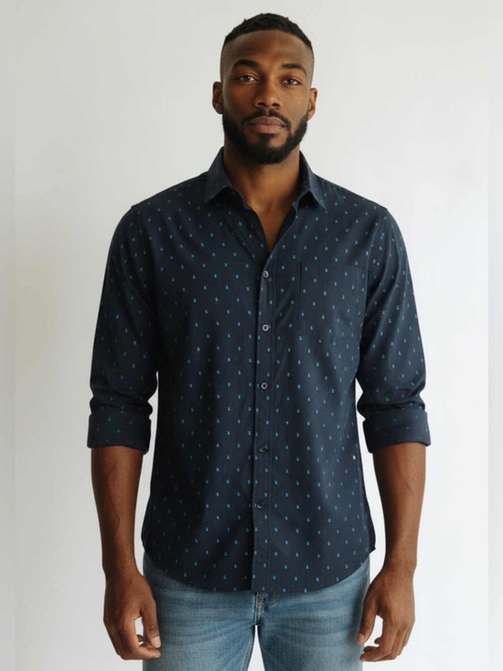 New Rye Men’s navy long sleeved button down  casual shirt new with tag in xlg
